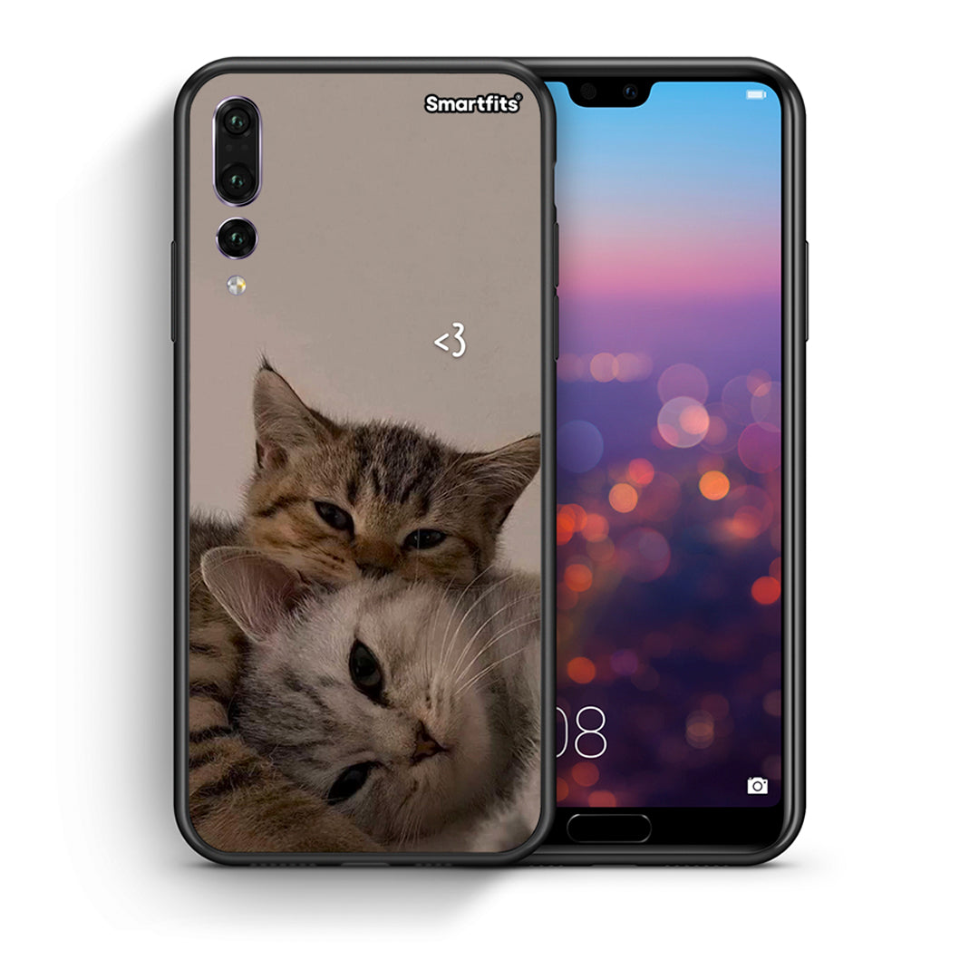 Θήκη Huawei P20 Pro Cats In Love από τη Smartfits με σχέδιο στο πίσω μέρος και μαύρο περίβλημα | Huawei P20 Pro Cats In Love case with colorful back and black bezels