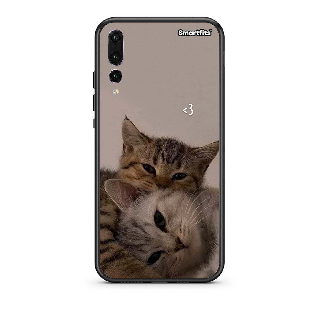 huawei p20 pro Cats In Love Θήκη από τη Smartfits με σχέδιο στο πίσω μέρος και μαύρο περίβλημα | Smartphone case with colorful back and black bezels by Smartfits