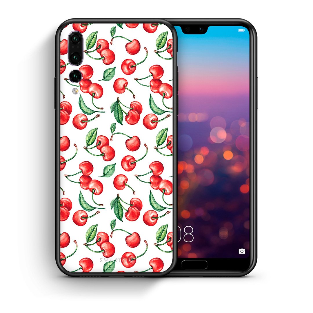 Θήκη Huawei P20 Pro Cherry Summer από τη Smartfits με σχέδιο στο πίσω μέρος και μαύρο περίβλημα | Huawei P20 Pro Cherry Summer case with colorful back and black bezels