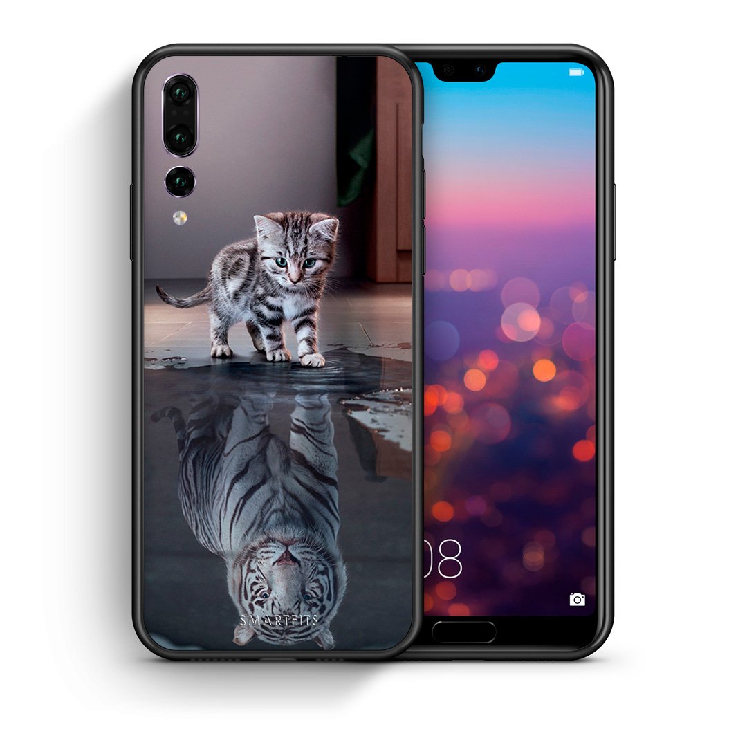 Θήκη Huawei P20 Pro Tiger Cute από τη Smartfits με σχέδιο στο πίσω μέρος και μαύρο περίβλημα | Huawei P20 Pro Tiger Cute case with colorful back and black bezels