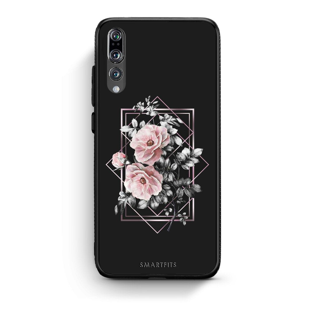 4 - huawei p20 pro Frame Flower case, cover, bumper