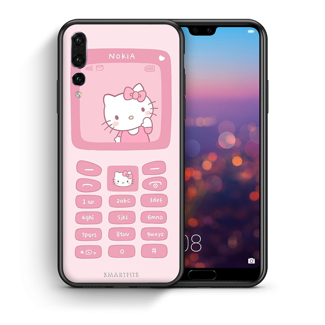 Θήκη Αγίου Βαλεντίνου Huawei P20 Pro Hello Kitten από τη Smartfits με σχέδιο στο πίσω μέρος και μαύρο περίβλημα | Huawei P20 Pro Hello Kitten case with colorful back and black bezels