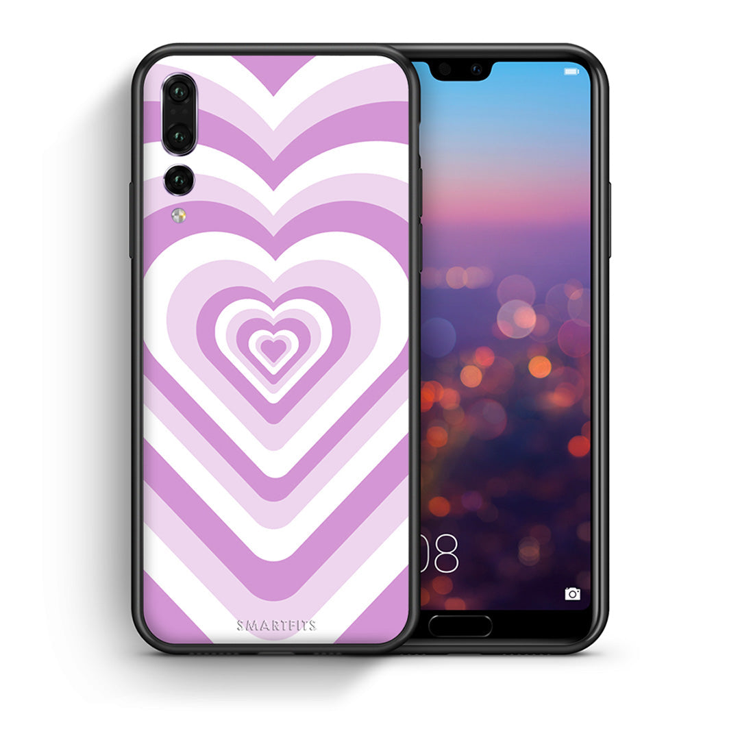 Θήκη Huawei P20 Pro Lilac Hearts από τη Smartfits με σχέδιο στο πίσω μέρος και μαύρο περίβλημα | Huawei P20 Pro Lilac Hearts case with colorful back and black bezels
