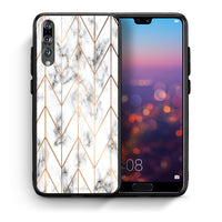 Thumbnail for Θήκη Huawei P20 Pro Gold Geometric Marble από τη Smartfits με σχέδιο στο πίσω μέρος και μαύρο περίβλημα | Huawei P20 Pro Gold Geometric Marble case with colorful back and black bezels