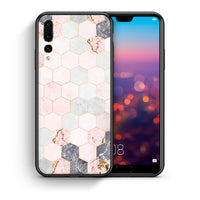 Thumbnail for Θήκη Huawei P20 Pro Hexagon Pink Marble από τη Smartfits με σχέδιο στο πίσω μέρος και μαύρο περίβλημα | Huawei P20 Pro Hexagon Pink Marble case with colorful back and black bezels