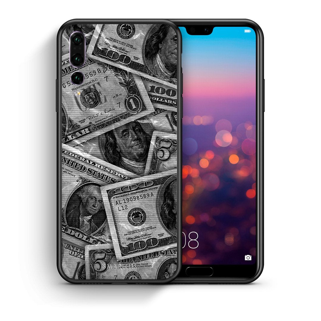 Θήκη Huawei P20 Pro Money Dollars από τη Smartfits με σχέδιο στο πίσω μέρος και μαύρο περίβλημα | Huawei P20 Pro Money Dollars case with colorful back and black bezels