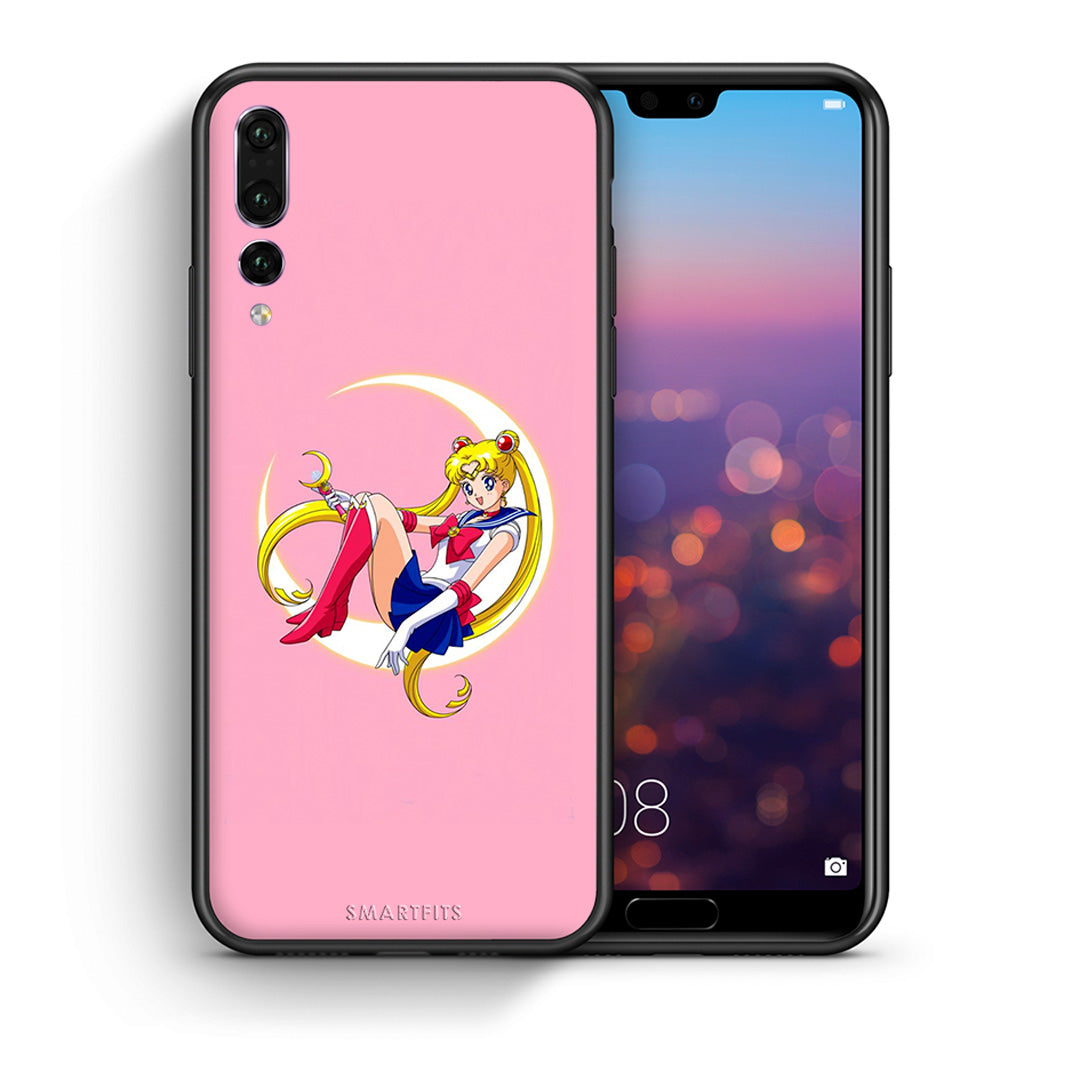 Θήκη Huawei P20 Pro Moon Girl από τη Smartfits με σχέδιο στο πίσω μέρος και μαύρο περίβλημα | Huawei P20 Pro Moon Girl case with colorful back and black bezels