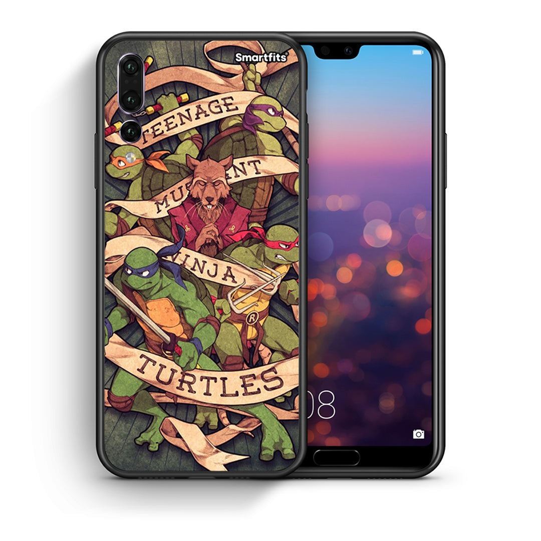 Θήκη Huawei P20 Pro Ninja Turtles από τη Smartfits με σχέδιο στο πίσω μέρος και μαύρο περίβλημα | Huawei P20 Pro Ninja Turtles case with colorful back and black bezels