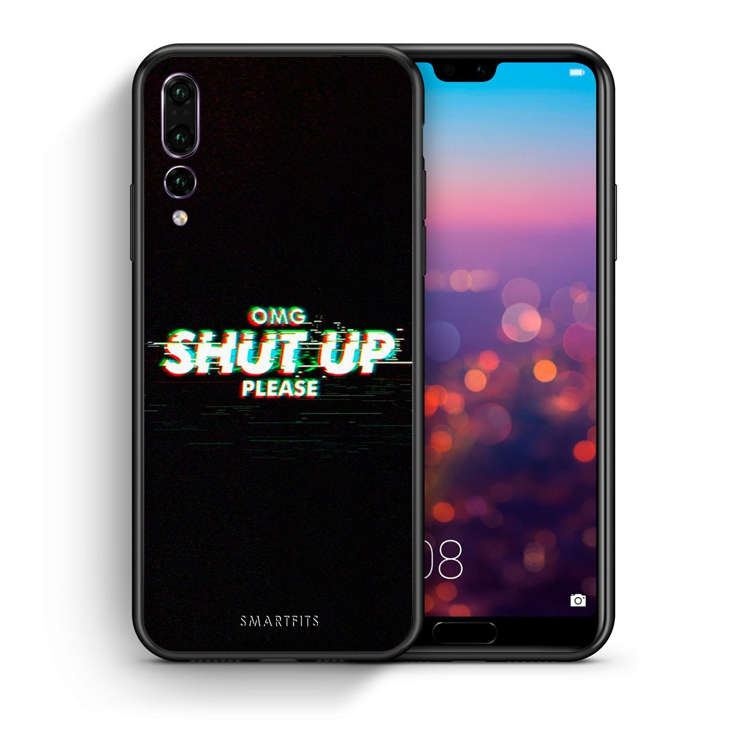 Θήκη Huawei P20 Pro OMG ShutUp από τη Smartfits με σχέδιο στο πίσω μέρος και μαύρο περίβλημα | Huawei P20 Pro OMG ShutUp case with colorful back and black bezels