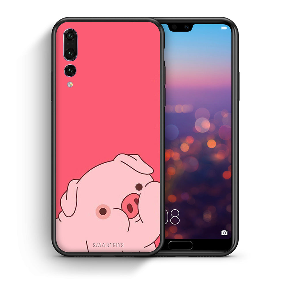 Θήκη Αγίου Βαλεντίνου Huawei P20 Pro Pig Love 1 από τη Smartfits με σχέδιο στο πίσω μέρος και μαύρο περίβλημα | Huawei P20 Pro Pig Love 1 case with colorful back and black bezels