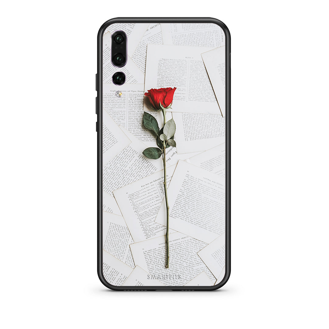 huawei p20 pro Red Rose θήκη από τη Smartfits με σχέδιο στο πίσω μέρος και μαύρο περίβλημα | Smartphone case with colorful back and black bezels by Smartfits