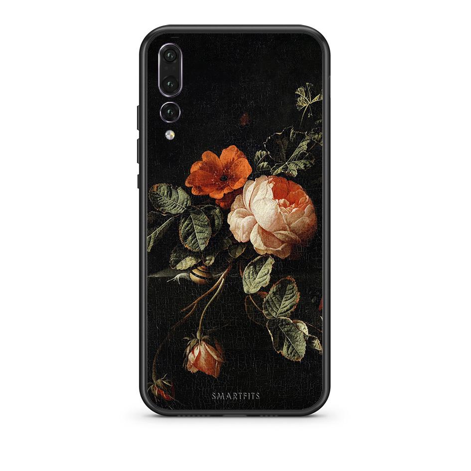 huawei p20 pro Vintage Roses θήκη από τη Smartfits με σχέδιο στο πίσω μέρος και μαύρο περίβλημα | Smartphone case with colorful back and black bezels by Smartfits