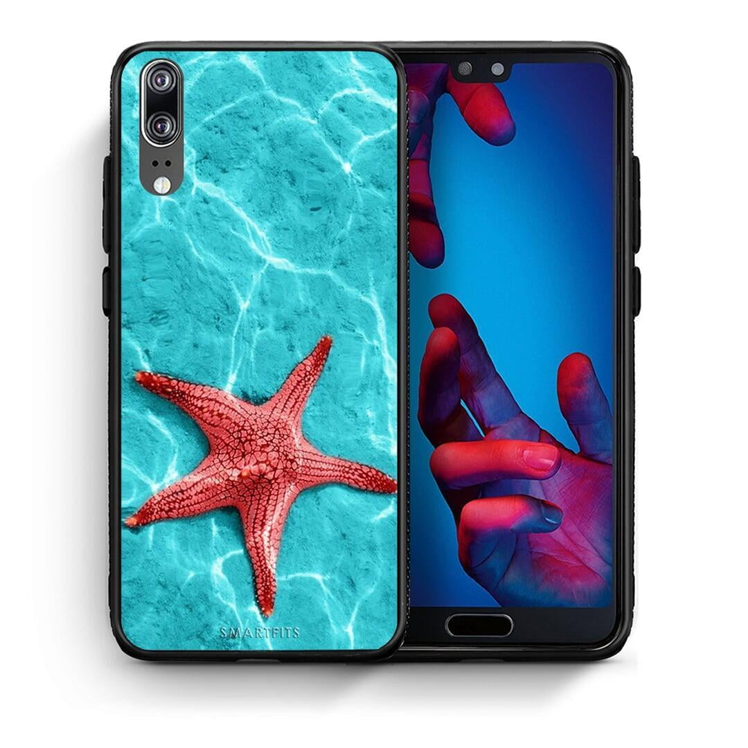 Θήκη Huawei P20 Red Starfish από τη Smartfits με σχέδιο στο πίσω μέρος και μαύρο περίβλημα | Huawei P20 Red Starfish case with colorful back and black bezels