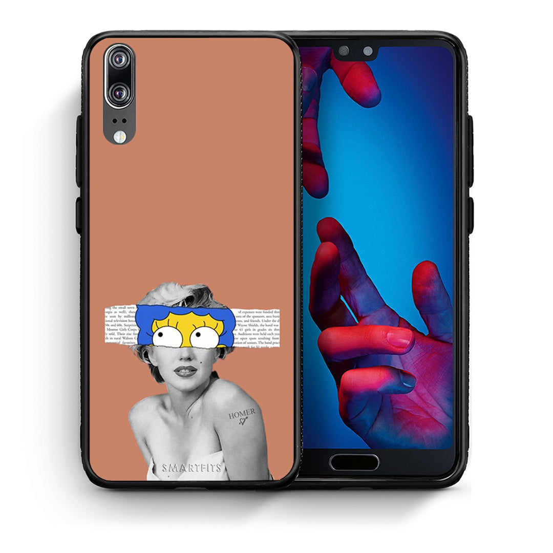 Θήκη Huawei P20 Sim Merilyn από τη Smartfits με σχέδιο στο πίσω μέρος και μαύρο περίβλημα | Huawei P20 Sim Merilyn case with colorful back and black bezels