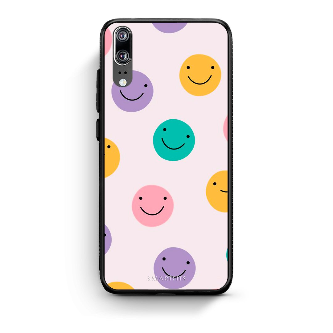 Huawei P20 Smiley Faces θήκη από τη Smartfits με σχέδιο στο πίσω μέρος και μαύρο περίβλημα | Smartphone case with colorful back and black bezels by Smartfits