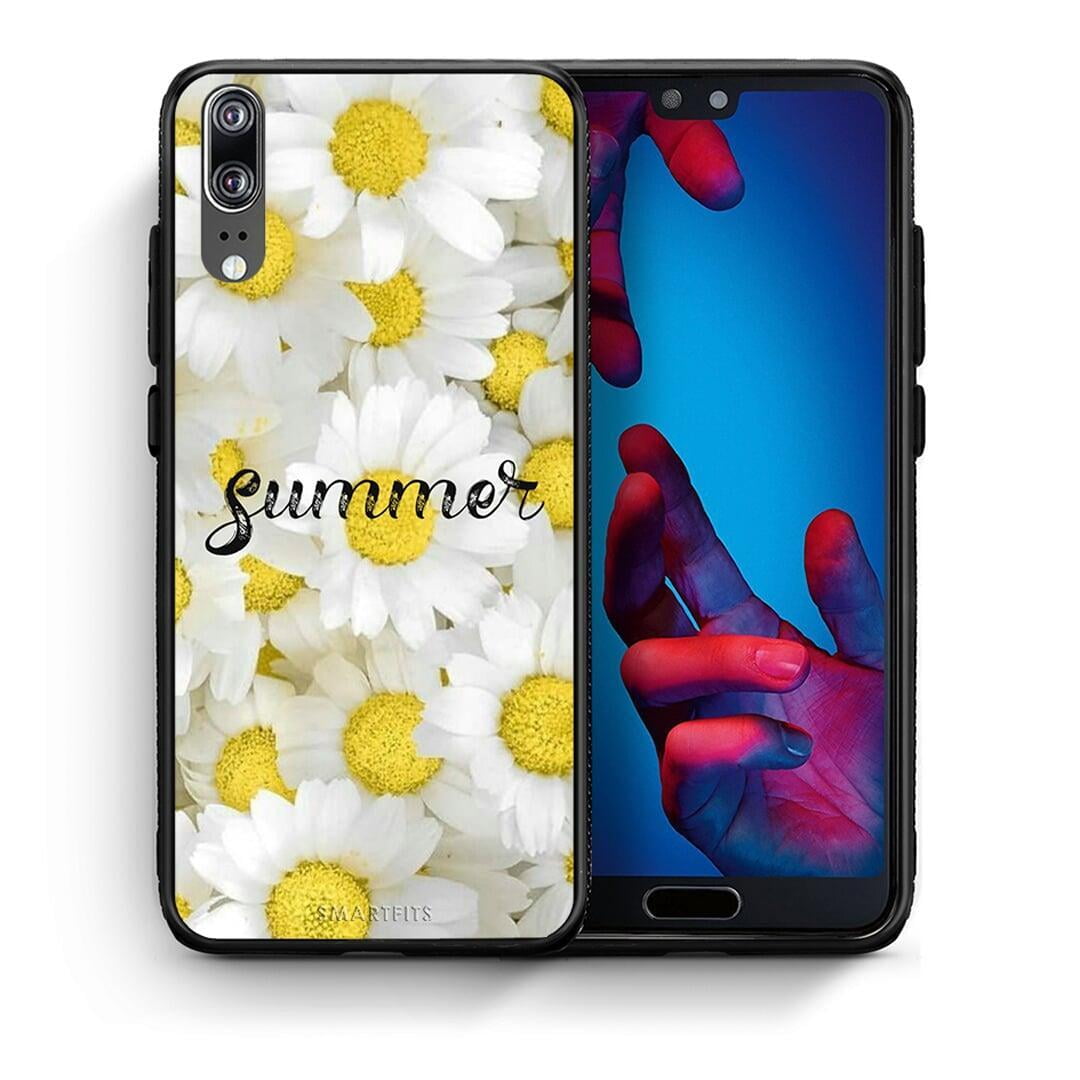 Θήκη Huawei P20 Summer Daisies από τη Smartfits με σχέδιο στο πίσω μέρος και μαύρο περίβλημα | Huawei P20 Summer Daisies case with colorful back and black bezels