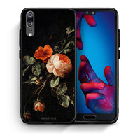 Thumbnail for Θήκη Huawei P20 Vintage Roses από τη Smartfits με σχέδιο στο πίσω μέρος και μαύρο περίβλημα | Huawei P20 Vintage Roses case with colorful back and black bezels