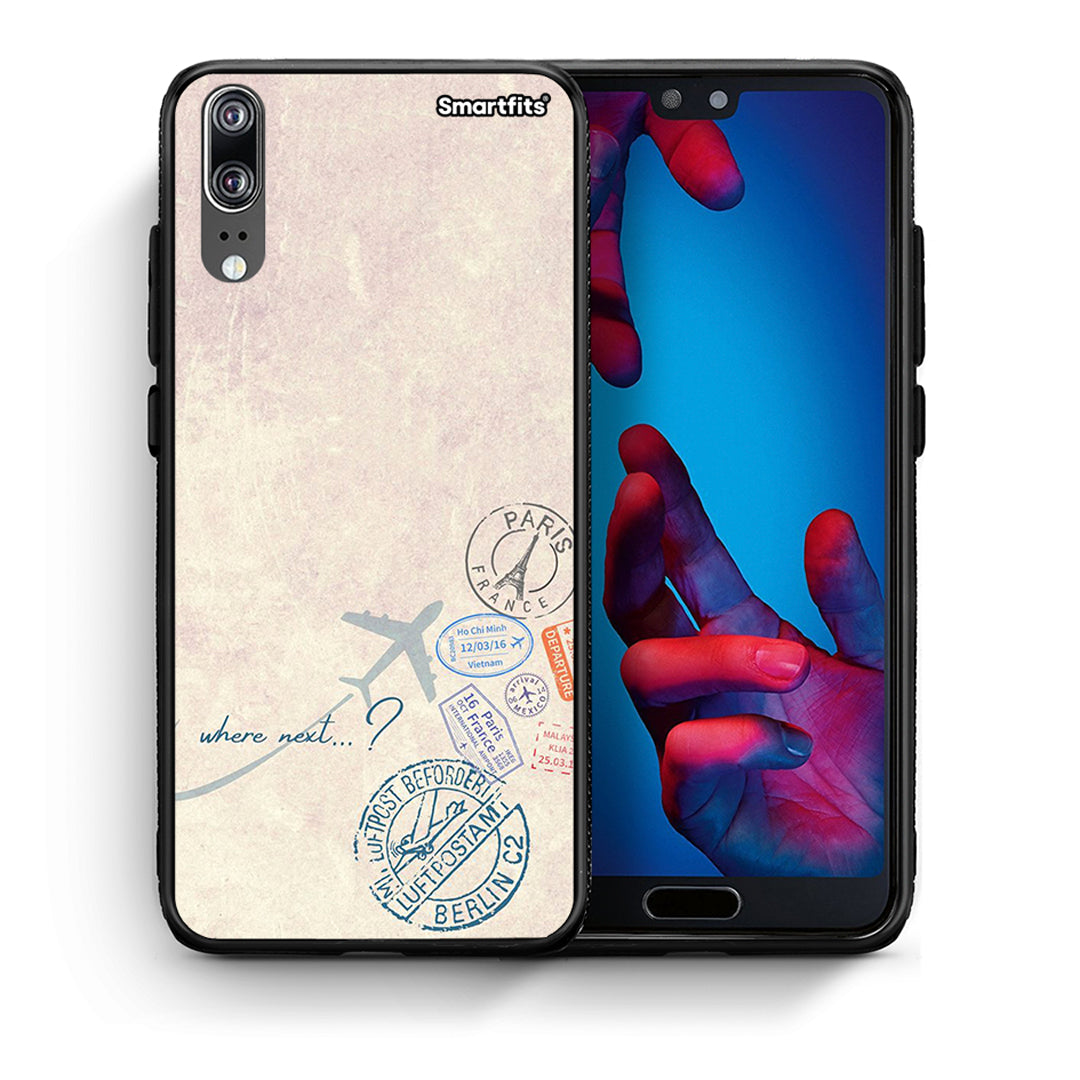 Θήκη Huawei P20 Where Next από τη Smartfits με σχέδιο στο πίσω μέρος και μαύρο περίβλημα | Huawei P20 Where Next case with colorful back and black bezels