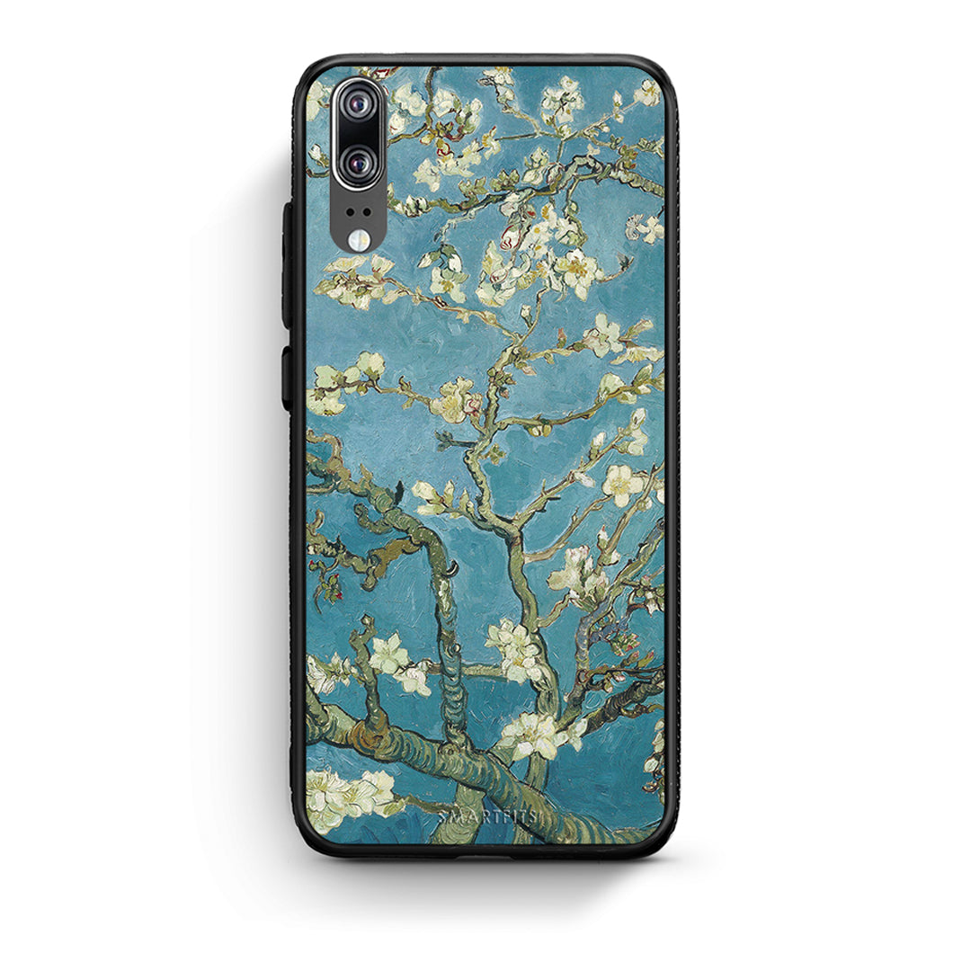 Huawei P20 White Blossoms θήκη από τη Smartfits με σχέδιο στο πίσω μέρος και μαύρο περίβλημα | Smartphone case with colorful back and black bezels by Smartfits