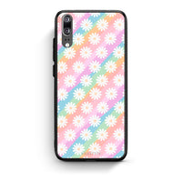 Thumbnail for Huawei P20 White Daisies θήκη από τη Smartfits με σχέδιο στο πίσω μέρος και μαύρο περίβλημα | Smartphone case with colorful back and black bezels by Smartfits