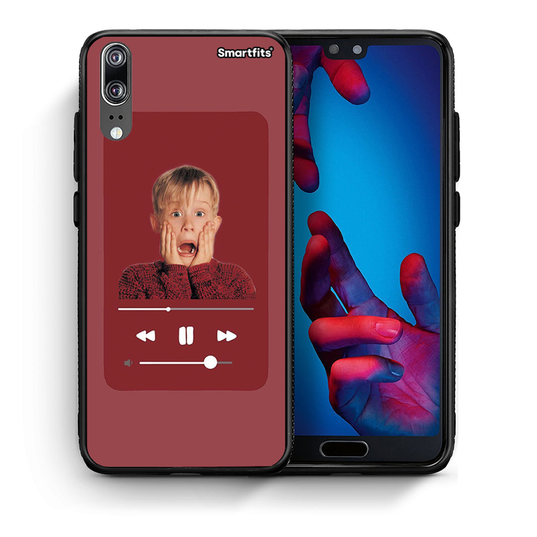 Θήκη Huawei P20 Xmas Alone Music από τη Smartfits με σχέδιο στο πίσω μέρος και μαύρο περίβλημα | Huawei P20 Xmas Alone Music case with colorful back and black bezels