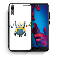 Thumbnail for Θήκη Huawei P20 Xmas Minion Lights από τη Smartfits με σχέδιο στο πίσω μέρος και μαύρο περίβλημα | Huawei P20 Xmas Minion Lights case with colorful back and black bezels