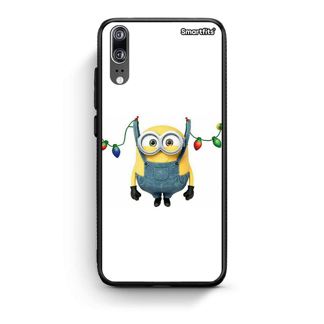 Huawei P20 Xmas Minion Lights θήκη από τη Smartfits με σχέδιο στο πίσω μέρος και μαύρο περίβλημα | Smartphone case with colorful back and black bezels by Smartfits