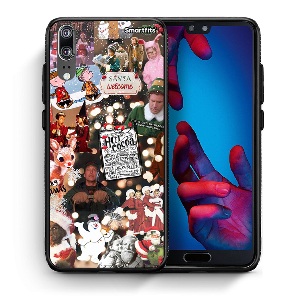 Θήκη Huawei P20 Xmas Movies από τη Smartfits με σχέδιο στο πίσω μέρος και μαύρο περίβλημα | Huawei P20 Xmas Movies case with colorful back and black bezels