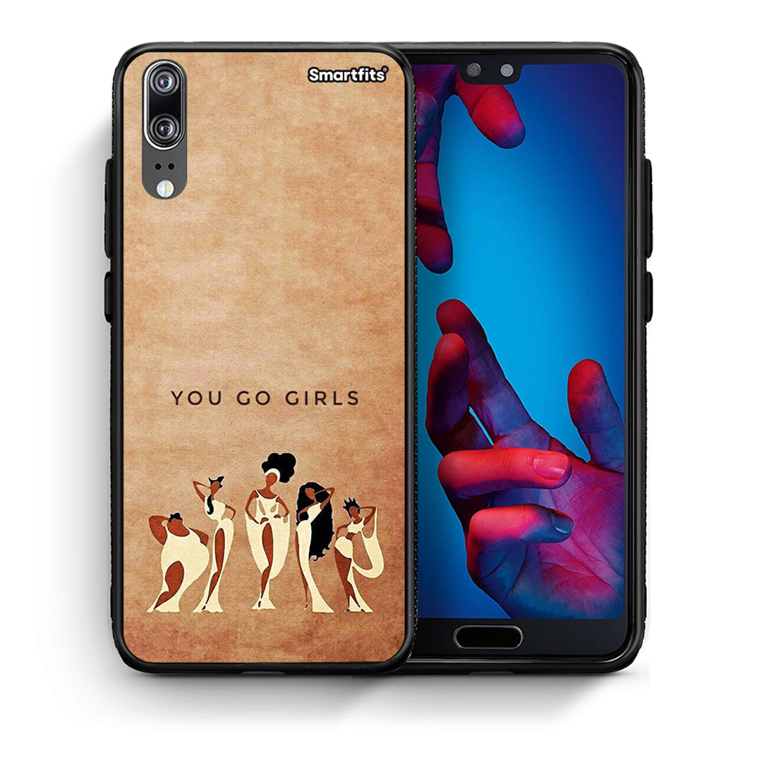 Θήκη Huawei P20 You Go Girl από τη Smartfits με σχέδιο στο πίσω μέρος και μαύρο περίβλημα | Huawei P20 You Go Girl case with colorful back and black bezels