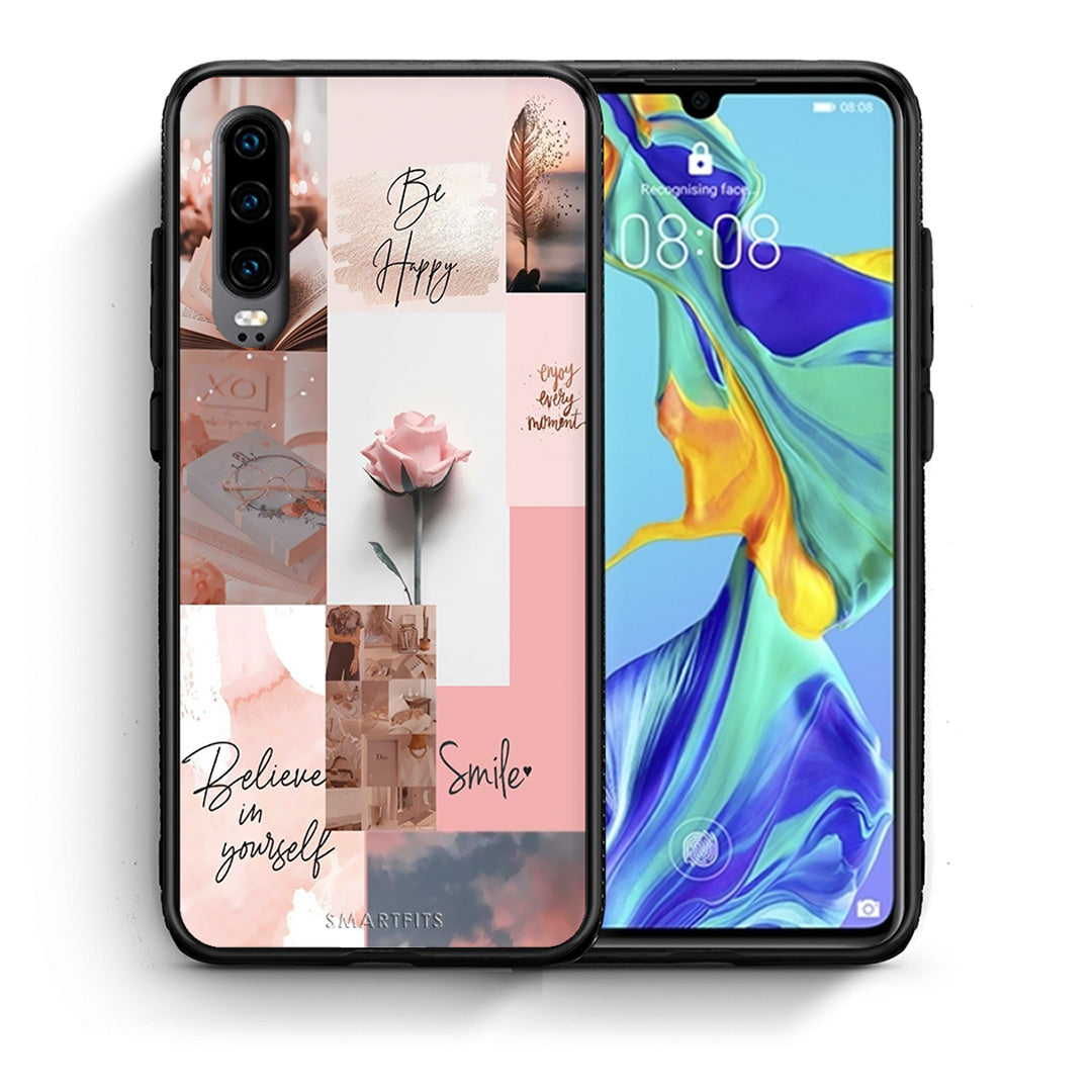 Θήκη Huawei P30 Aesthetic Collage από τη Smartfits με σχέδιο στο πίσω μέρος και μαύρο περίβλημα | Huawei P30 Aesthetic Collage case with colorful back and black bezels