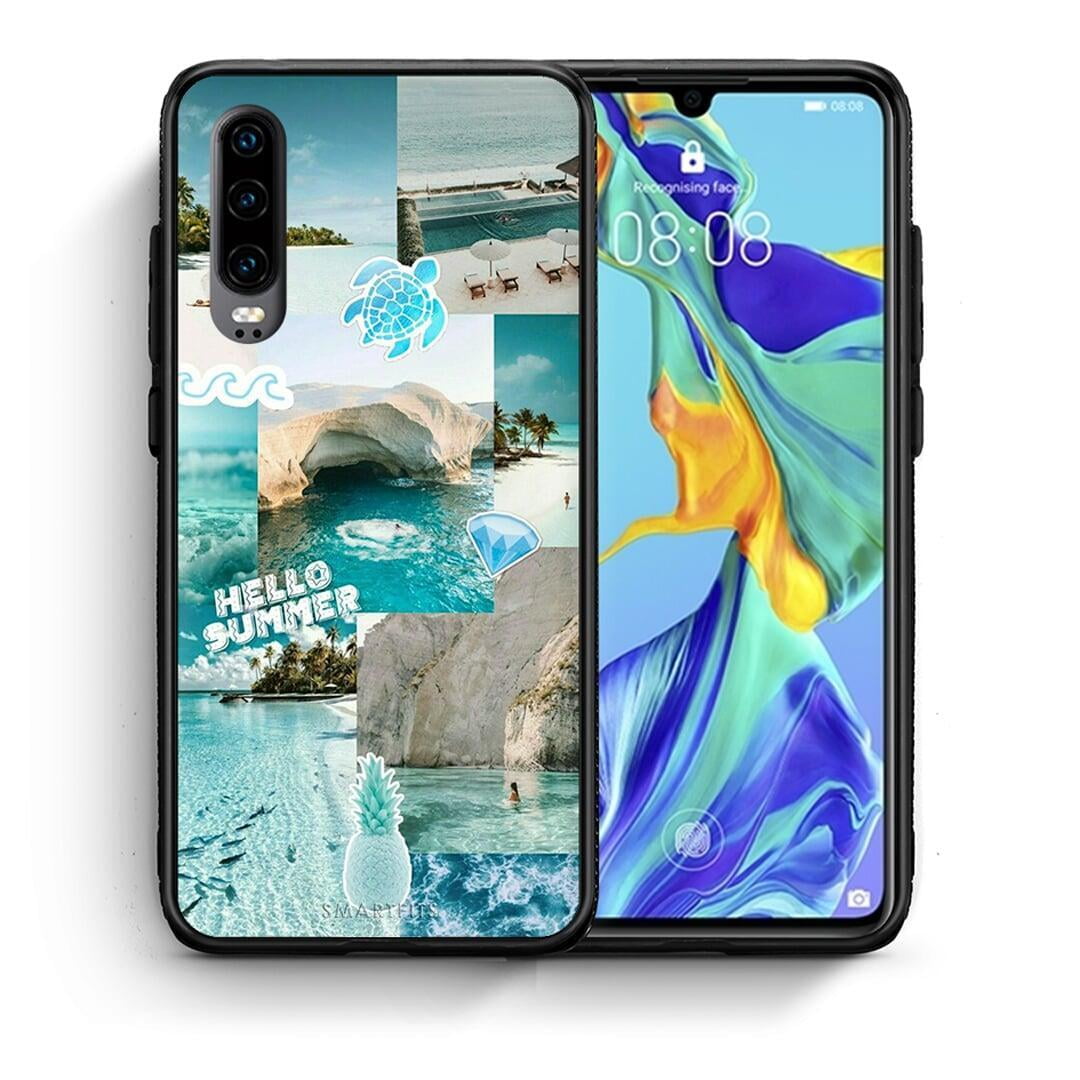 Θήκη Huawei P30 Aesthetic Summer από τη Smartfits με σχέδιο στο πίσω μέρος και μαύρο περίβλημα | Huawei P30 Aesthetic Summer case with colorful back and black bezels