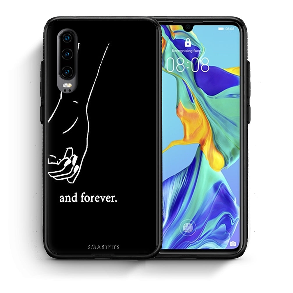 Θήκη Αγίου Βαλεντίνου Huawei P30 Always & Forever 2 από τη Smartfits με σχέδιο στο πίσω μέρος και μαύρο περίβλημα | Huawei P30 Always & Forever 2 case with colorful back and black bezels