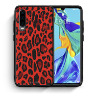 Thumbnail for Θήκη Huawei P30 Red Leopard Animal από τη Smartfits με σχέδιο στο πίσω μέρος και μαύρο περίβλημα | Huawei P30 Red Leopard Animal case with colorful back and black bezels