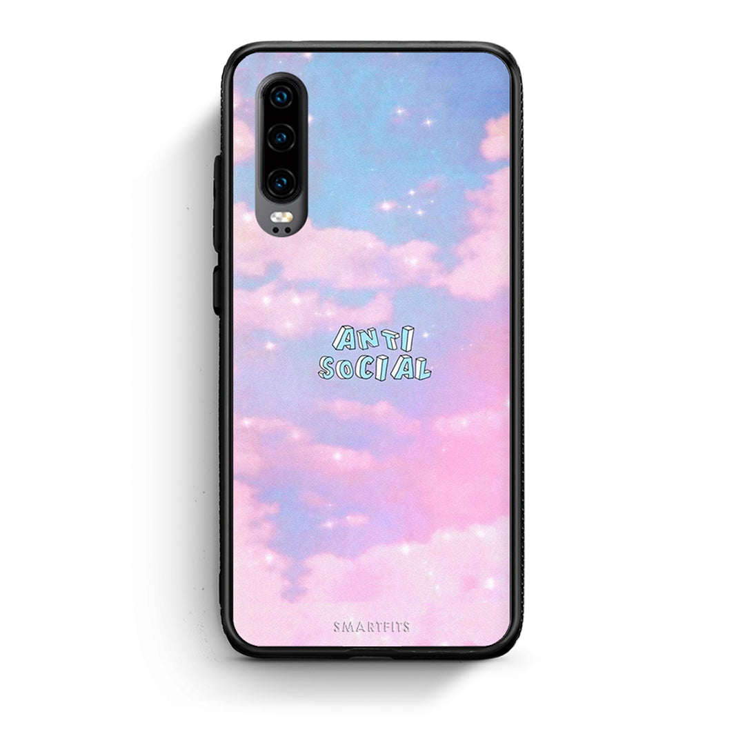 Huawei P30 Anti Social Θήκη Αγίου Βαλεντίνου από τη Smartfits με σχέδιο στο πίσω μέρος και μαύρο περίβλημα | Smartphone case with colorful back and black bezels by Smartfits