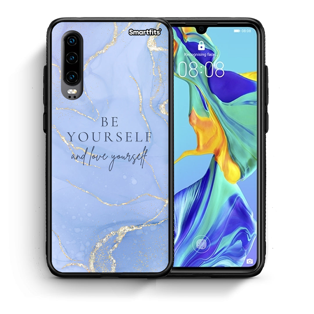 Θήκη Huawei P30 Be Yourself από τη Smartfits με σχέδιο στο πίσω μέρος και μαύρο περίβλημα | Huawei P30 Be Yourself case with colorful back and black bezels