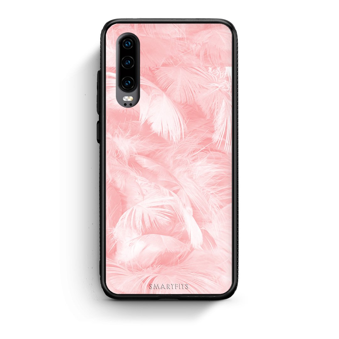 33 - Huawei P30  Pink Feather Boho case, cover, bumper