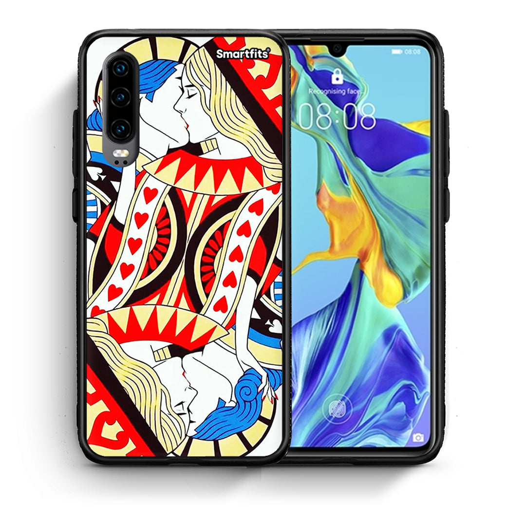 Θήκη Huawei P30 Card Love από τη Smartfits με σχέδιο στο πίσω μέρος και μαύρο περίβλημα | Huawei P30 Card Love case with colorful back and black bezels