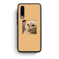 Thumbnail for Huawei P30 Cat Tongue θήκη από τη Smartfits με σχέδιο στο πίσω μέρος και μαύρο περίβλημα | Smartphone case with colorful back and black bezels by Smartfits