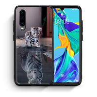 Thumbnail for Θήκη Huawei P30 Tiger Cute από τη Smartfits με σχέδιο στο πίσω μέρος και μαύρο περίβλημα | Huawei P30 Tiger Cute case with colorful back and black bezels