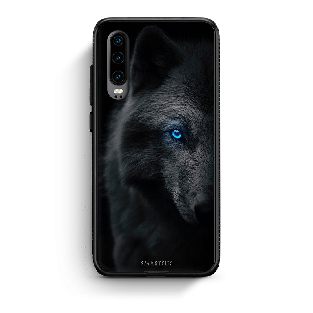 Huawei P30 Dark Wolf θήκη από τη Smartfits με σχέδιο στο πίσω μέρος και μαύρο περίβλημα | Smartphone case with colorful back and black bezels by Smartfits