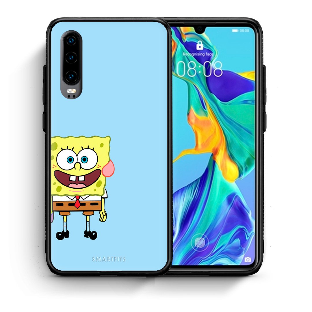 Θήκη Huawei P30 Friends Bob από τη Smartfits με σχέδιο στο πίσω μέρος και μαύρο περίβλημα | Huawei P30 Friends Bob case with colorful back and black bezels