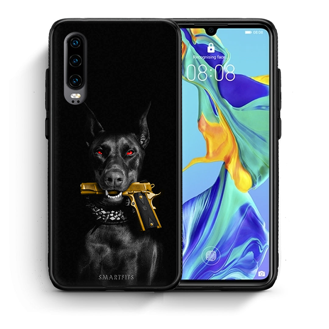 Θήκη Αγίου Βαλεντίνου Huawei P30 Golden Gun από τη Smartfits με σχέδιο στο πίσω μέρος και μαύρο περίβλημα | Huawei P30 Golden Gun case with colorful back and black bezels