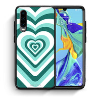 Thumbnail for Θήκη Huawei P30 Green Hearts από τη Smartfits με σχέδιο στο πίσω μέρος και μαύρο περίβλημα | Huawei P30 Green Hearts case with colorful back and black bezels