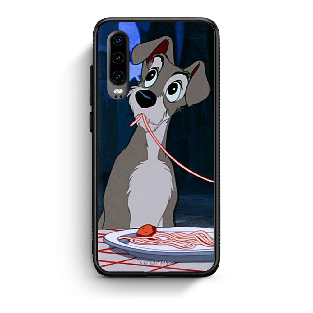 Huawei P30 Lady And Tramp 1 Θήκη Αγίου Βαλεντίνου από τη Smartfits με σχέδιο στο πίσω μέρος και μαύρο περίβλημα | Smartphone case with colorful back and black bezels by Smartfits