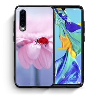 Thumbnail for Θήκη Huawei P30 Ladybug Flower από τη Smartfits με σχέδιο στο πίσω μέρος και μαύρο περίβλημα | Huawei P30 Ladybug Flower case with colorful back and black bezels