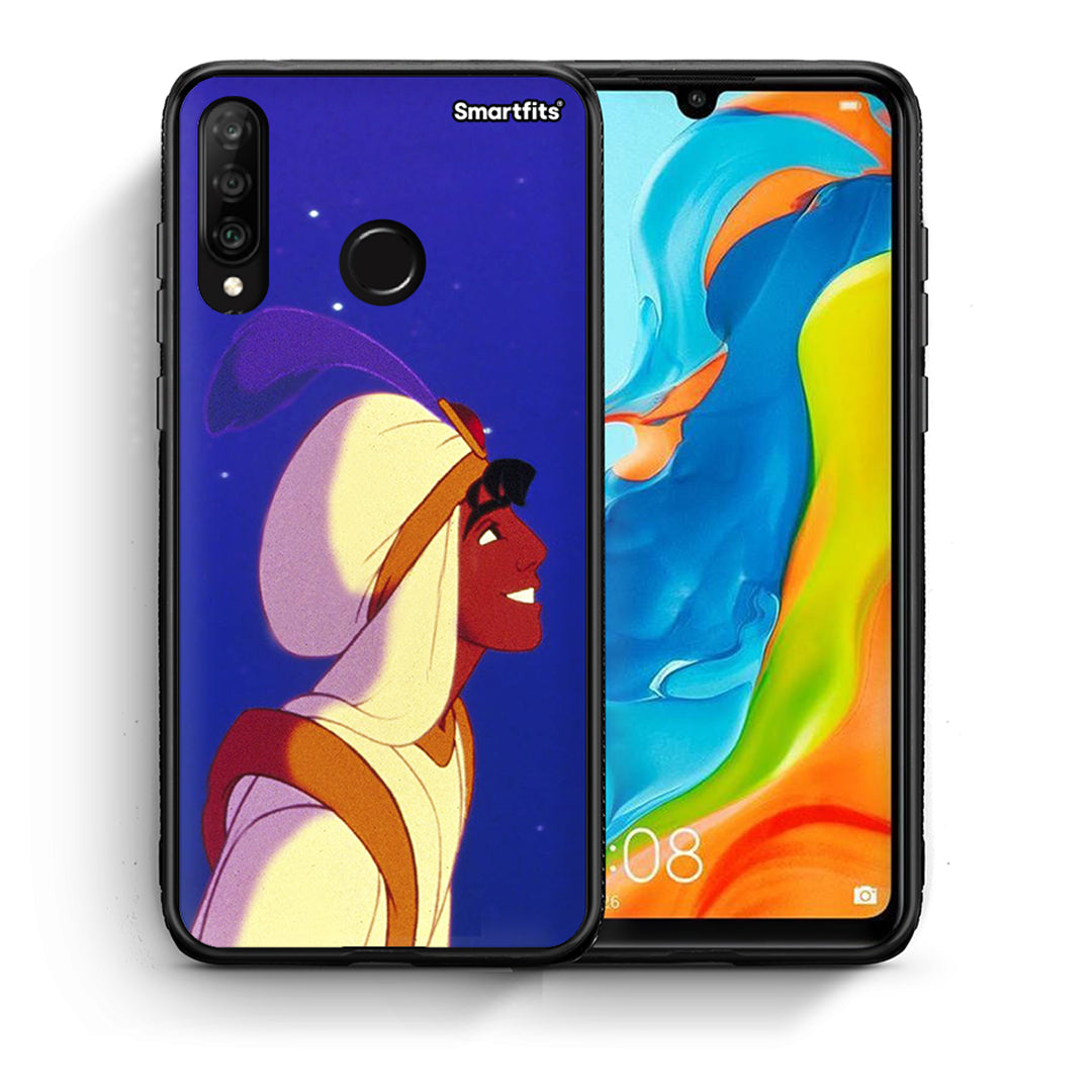 Θήκη Huawei P30 Lite Alladin And Jasmine Love 1 από τη Smartfits με σχέδιο στο πίσω μέρος και μαύρο περίβλημα | Huawei P30 Lite Alladin And Jasmine Love 1 case with colorful back and black bezels