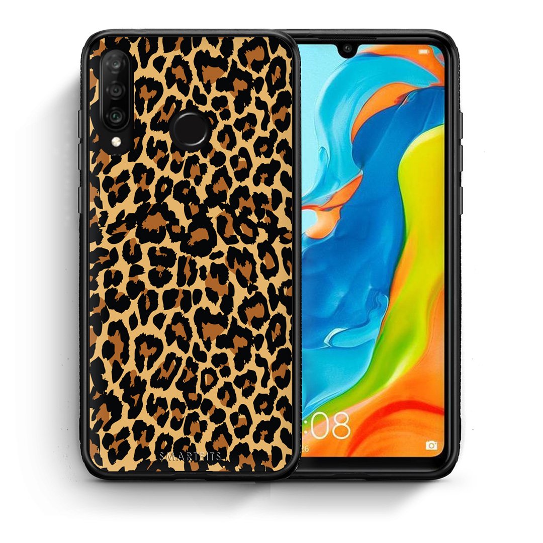 Θήκη Huawei P30 Lite Leopard Animal από τη Smartfits με σχέδιο στο πίσω μέρος και μαύρο περίβλημα | Huawei P30 Lite Leopard Animal case with colorful back and black bezels