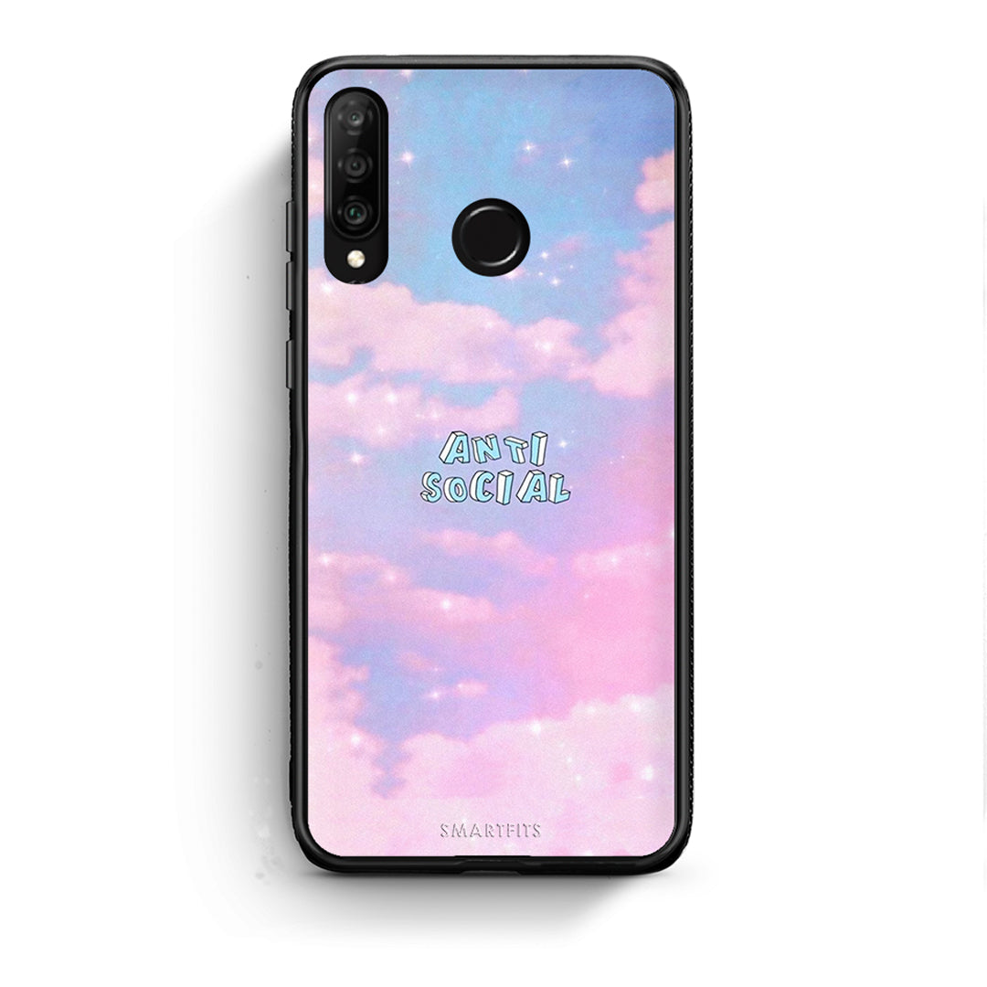 Huawei P30 Lite Anti Social Θήκη Αγίου Βαλεντίνου από τη Smartfits με σχέδιο στο πίσω μέρος και μαύρο περίβλημα | Smartphone case with colorful back and black bezels by Smartfits