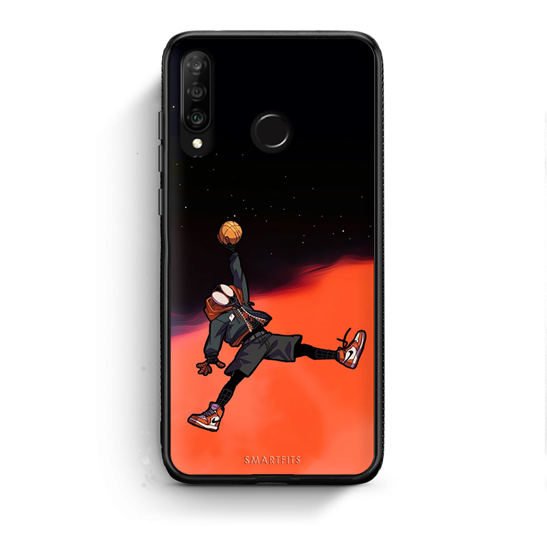 Huawei P30 Lite Basketball Hero θήκη από τη Smartfits με σχέδιο στο πίσω μέρος και μαύρο περίβλημα | Smartphone case with colorful back and black bezels by Smartfits