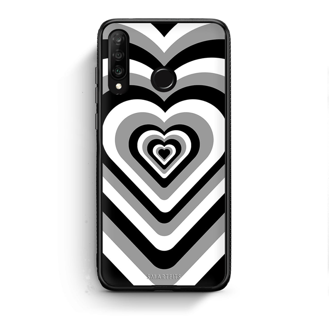 Huawei P30 Lite Black Hearts θήκη από τη Smartfits με σχέδιο στο πίσω μέρος και μαύρο περίβλημα | Smartphone case with colorful back and black bezels by Smartfits